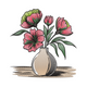 Pink Floral Vase Embroidery Design, Botanical Machine Embroidery Pattern, Instant Download