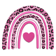 Pink Leopard Rainbow Heart Embroidery Design, Instant Download