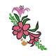 Pink Lily Swirl Floral Embroidery Design, Instant Download