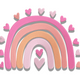Pink Love Rainbow with Hearts Embroidery Design, Instant Download