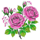 Pink Roses Floral Bouquet Embroidery Design, Instant Download