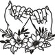Pinky Promise Floral Line Art Embroidery Design, Instant Download