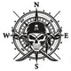 Pirate Skull Compass Embroidery Design, Instant Download