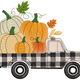 Plaid Truck with Pumpkins Embroidery Design, Instant Download