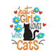 Playful Cat Quote Embroidery Design, Just a Girl Who Loves Cats, Instant Download