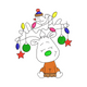 Playful Christmas Reindeer Embroidery Design, Cartoon Reindeer Lights, Instant Download