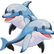 Playful Double Dolphins Embroidery Design, Instant Download