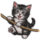 Playful Kitten on Rope Embroidery Design, Machine Embroidery Pattern, Instant Download