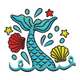 Playful Mermaid Tail Splash Embroidery Design, Instant Download