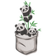 Pocket Pandas with Bamboo Embroidery Design, Instant Download