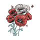 Poppy Flower Embroidery Design, Botanical Machine Embroidery Pattern, Instant Download