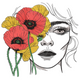 Poppy Flower Girl Face Embroidery Design, Instant Download