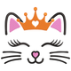 Princess Cat Face Embroidery Design, Instant Download