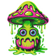Psychedelic Dripping Mushroom Creature Embroidery Design, Instant Download