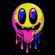 Psychedelic Dripping Smiley Face Embroidery Design, Instant Download