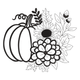 Pumpkin Floral Line Art Embroidery Design, Instant Download