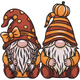 Pumpkin Hat Fall Gnome Couple Embroidery Design, Instant Download