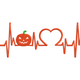 Pumpkin Heartbeat Embroidery Design, Halloween Jack-o-Lantern EKG Pattern, Instant Download