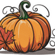 Pumpkin With Autumn Leaf Embroidery Design, Instant Download