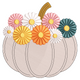 Pumpkin With Daisy Flowers Embroidery Design, Instant Download