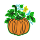 Pumpkin With Leaves & Flower Embroidery Design, Instant Download