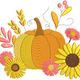 Pumpkin & Fall Flowers Embroidery Design, Instant Download