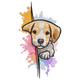 Puppy Peeking Watercolor Splash Embroidery Design, Instant Download