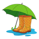 Rain Boots Umbrella Embroidery Design, Rainy Day Kids Machine Embroidery Pattern, Instant Download