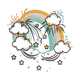Rainbow Clouds and Stars Embroidery Design, Baby Nursery Sky Pattern, Instant Download