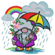 Rainbow Gnome with Umbrella Embroidery Design, Instant Download