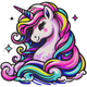 Rainbow Hair Unicorn Embroidery Design, Instant Download