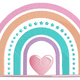 Rainbow Heart Embroidery Design, Pastel Boho Arches with Star Detail Pattern, Instant Download
