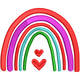 Rainbow Hearts Arch Embroidery Design, Instant Download