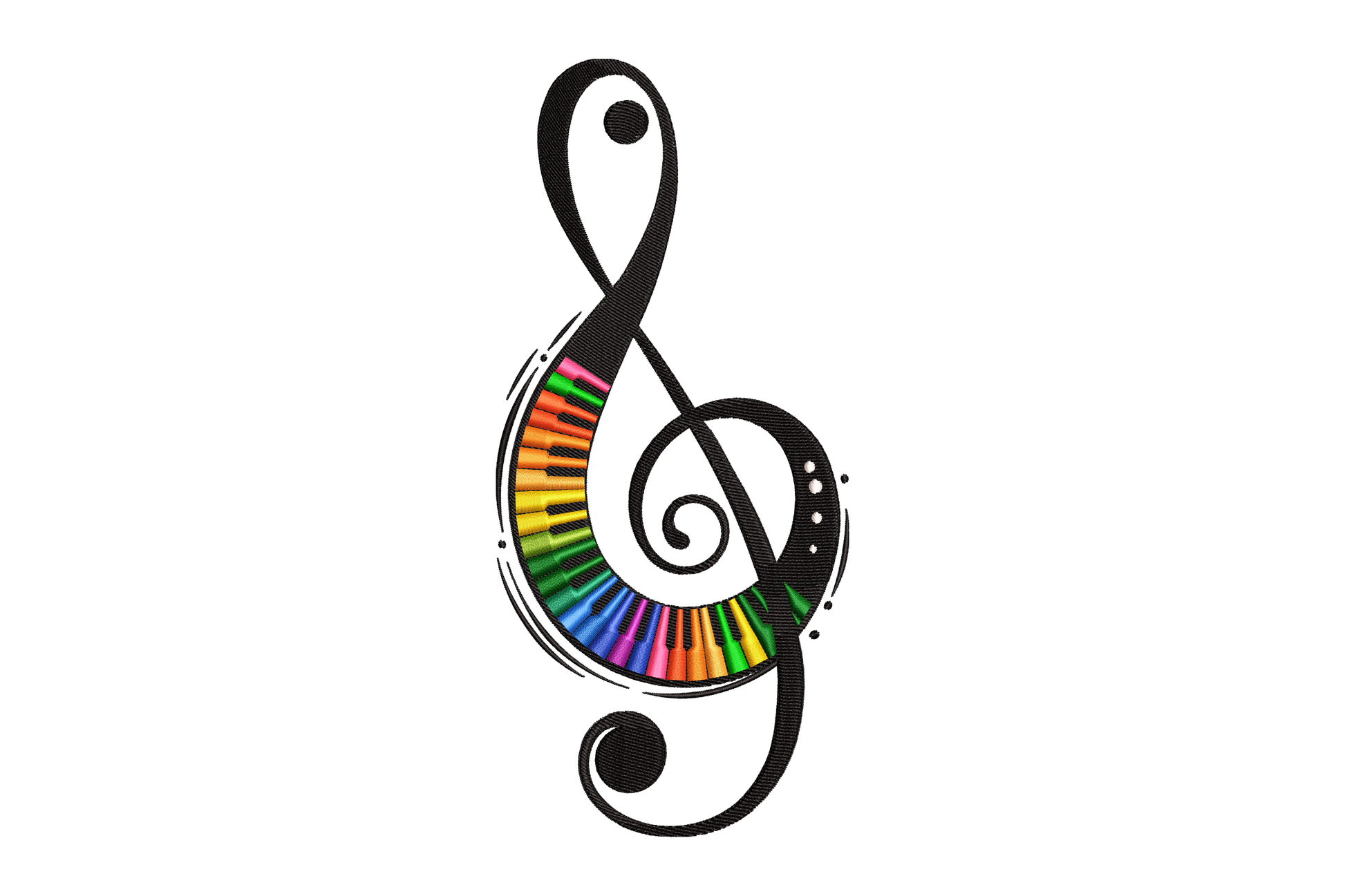 Colorful music note symbol on a white background