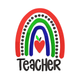 Rainbow Teacher Apple Embroidery Design, Instant Download