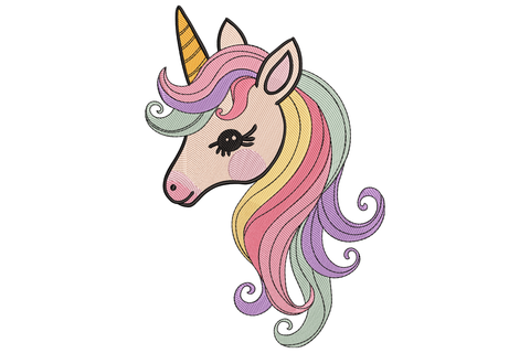 Rainbow Unicorn Head Machine Embroidery Design