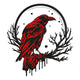 Raven on Branch Embroidery Design, Instant Download