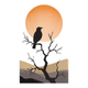 Raven on Tree Embroidery Design, Machine Embroidery Pattern, Instant Download