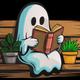 Reading Ghost Embroidery Design, Halloween Bookish Machine Embroidery Pattern, Instant Download