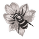 Realistic Bee on Flower Embroidery Design, Instant Download