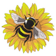 Realistic Bumblebee Sunflower Embroidery Design, Instant Download