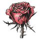 Realistic Rose Embroidery Design, Thorn Rose Tattoo Pattern