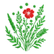 Red Flower Botanical Embroidery Design, Wildflower Machine Embroidery Pattern, Instant Download