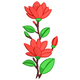 Red Flower Stem Embroidery Design, Instant Download