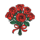 Red Rose Bouquet Ribbon Embroidery Design, Floral Machine Embroidery, Instant Download