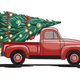 Red Truck with Christmas Tree Embroidery Design, Instant Download