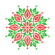 Red & Green Floral Mandala Embroidery Design, Instant Download