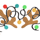 Reindeer Antlers with Christmas Lights Embroidery Design, Instant Download