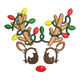 Reindeer Face with Christmas Lights Embroidery Design, Holiday Rudolph Pattern, Instant Download