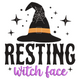 Resting Witch Face Embroidery Design, Halloween Machine Embroidery Pattern, Instant Download